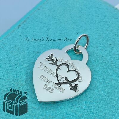 Tiffany & Co. 925 Silver LARGE Heart Arrow RTT Charm Pendant (Bx