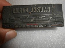 Vintage  Laurel Farms Thinesville Wisconsin Printers Block