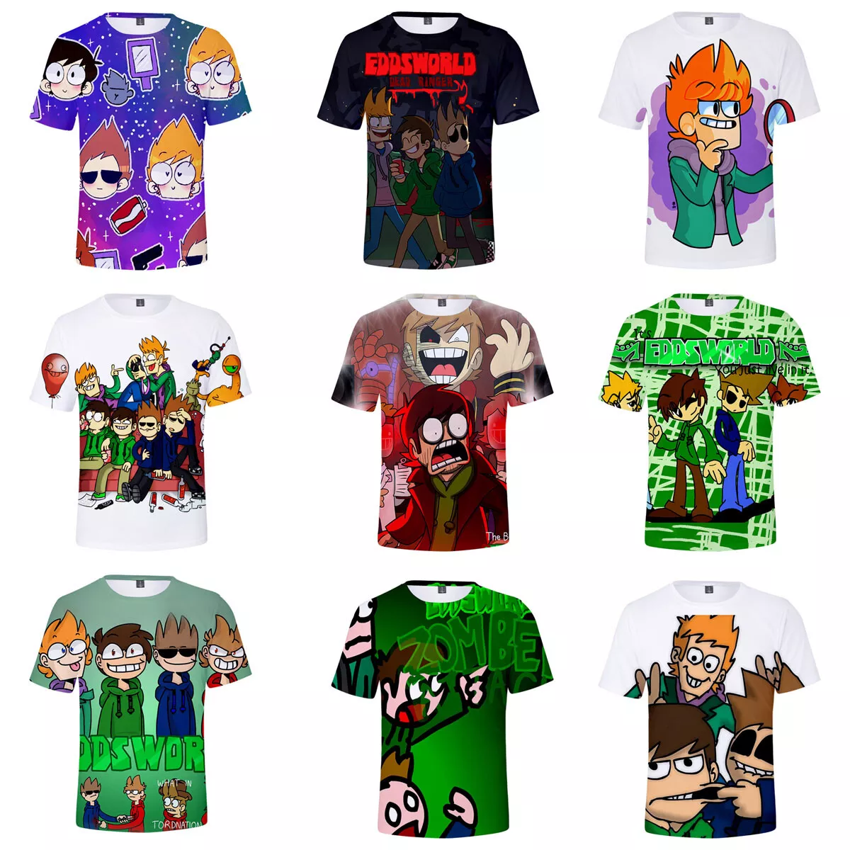 Cosplay Eddsworld Edd Tord Matt Tom 3D T-Shirts Adult Kids Sport