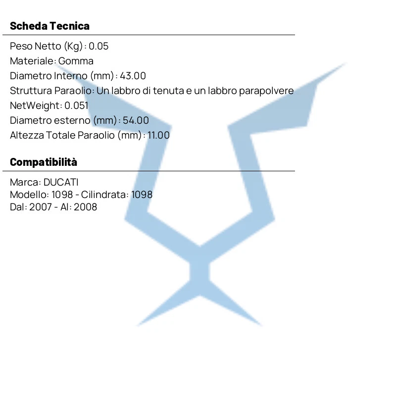 MGR-RSD  43X54X11 ATHENA FOR DUCATI 1098 1098 2007-2008 - Imagem 2 de 4