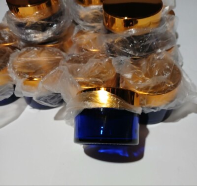 1 oz Empty  Blue Roumd Glass Jars  with Lid for Cream, Lotion, Ointment 16 Pcs