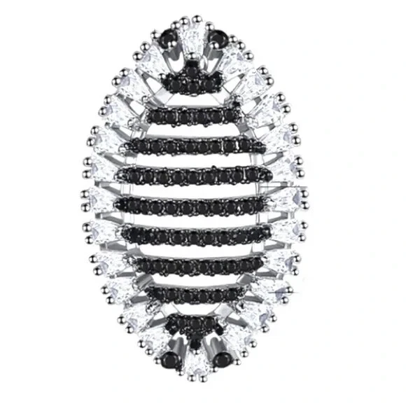 Pendientes Hechos Con Cristales Swarovski The Argel Negro y Plata S1 Foto 2 de 4