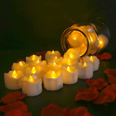 Flickering LED Candles Battery Powered Tealights 12/24PCS Decor Light