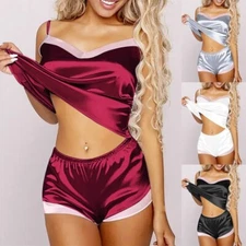 Sexy Pajama Lingerie 2 Piece Set Cami And Short Silk FREE SHIPPING