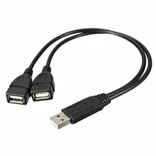 USB 2.0 A Male to 2 Female Jack Y Splitter Hub Power and Data Adapter Cable