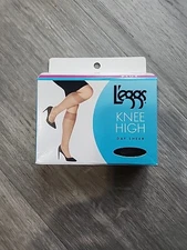 Leggs Knee High Day Sheer Pantyhose Plus Size Off Black 3 Pair DG0006 Brand New