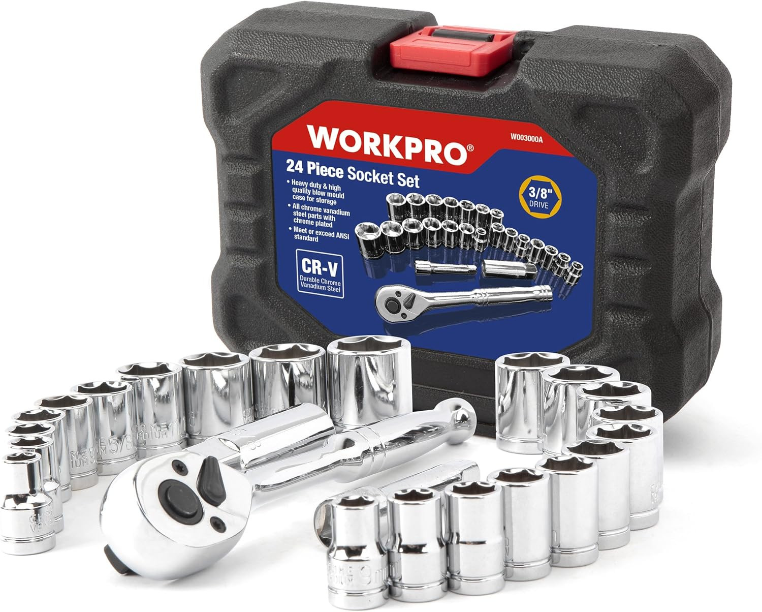 Coffret de douilles compact pour débloquer les écrous difficiles d'accès avec clé 3/8"