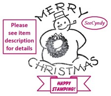 Snowman MERRY CHRISTMAS - FREE SHIPPING OFFER - Unmounted Rubber Stamp