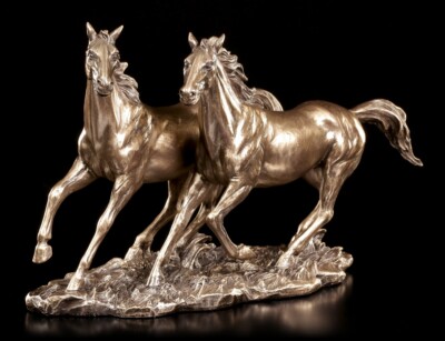 Pferde Figuren - WilderGalopp - Veronese Deko Statue Bronze-Optik