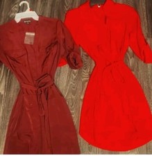 Bundle of Two Express Shirt Dresses  Red and Burgundy XS
