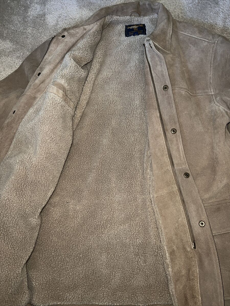 Woolrich Men's Medium Tan Suede Leather Sherpa Lined Vintage Woolrich Men's Medium Tan Suede Leather Sherpa Lined Vintage
