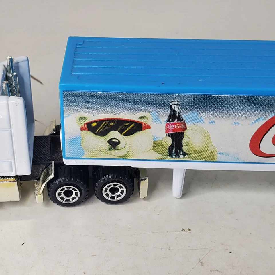 Coca-Cola Super Rigs Hard Working Polar Bear Logo Matchbox Semi Truck 35221 1:64 - Image 3 of 4