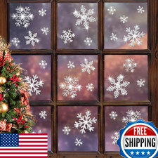 LUDILO 240pcs Christmas Glitter Snowflake Window Clings Decals Xmas Party Decor