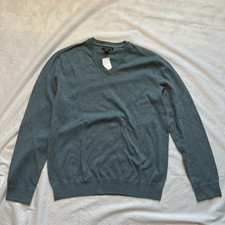 Banana Republic Men's Luxury Cotton Cashmere V-Neck L Aqua Blue NWT