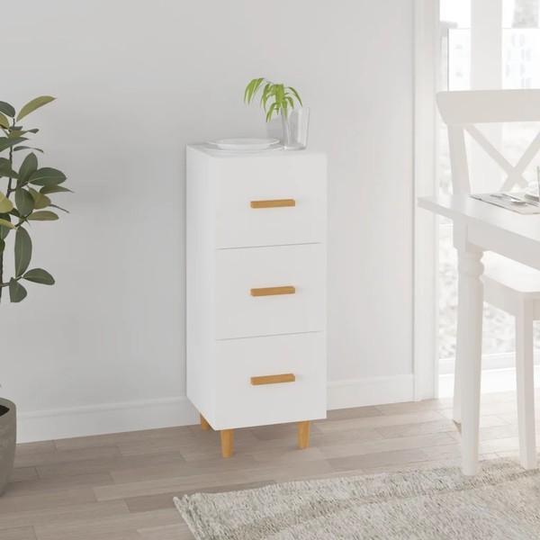 Schmales Hohes Sideboard Weiß 34,5X34X90 Cm Holzwerkstoff Wohnzimmer-image