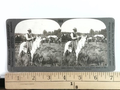 Cowboys Broncho Corral Montana Stereoview Keystone View Co. 1900s