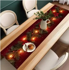 Luminous Christmas Table Runner Poinsettia Pine | Holiday Decor | 3 Sizes