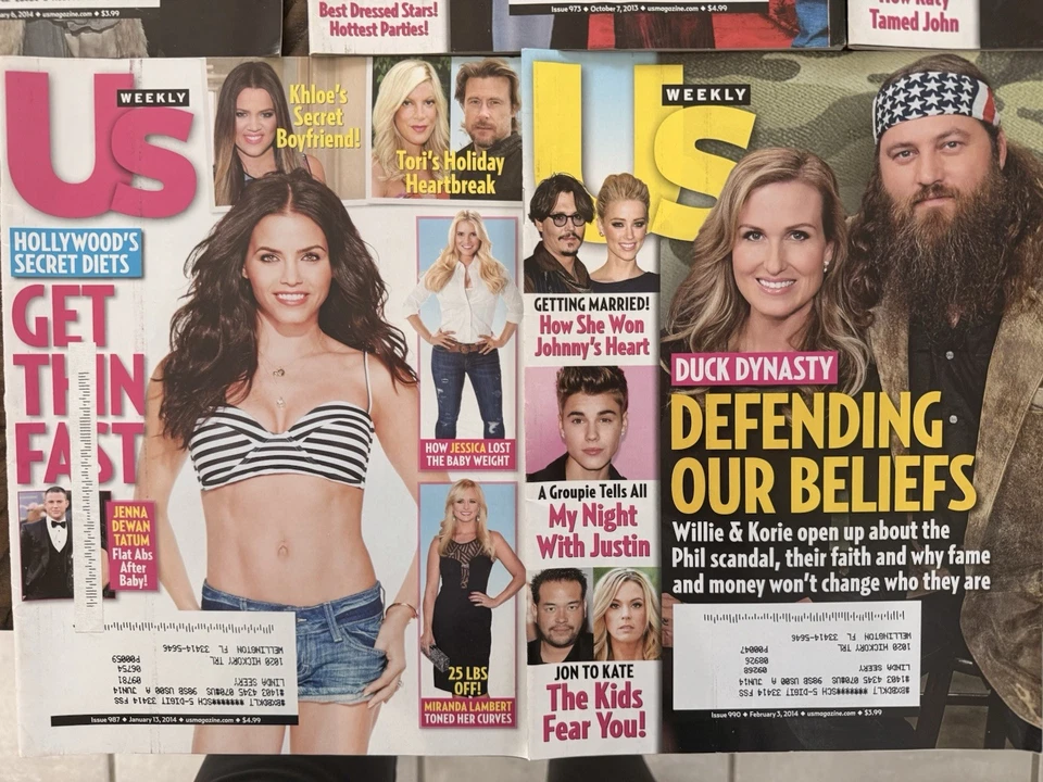 Lot Of 5 US WEEKLY Magazines 2013-14 Duck Dynasty, Tori, Miley, Weight Loss Foto 3 de 4