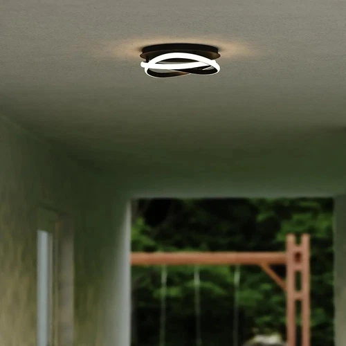 Vaxcel North End 13" Matte Black Indoor/Outdoor LED Flush Modern Ceiling Light - Picture 3 of 6