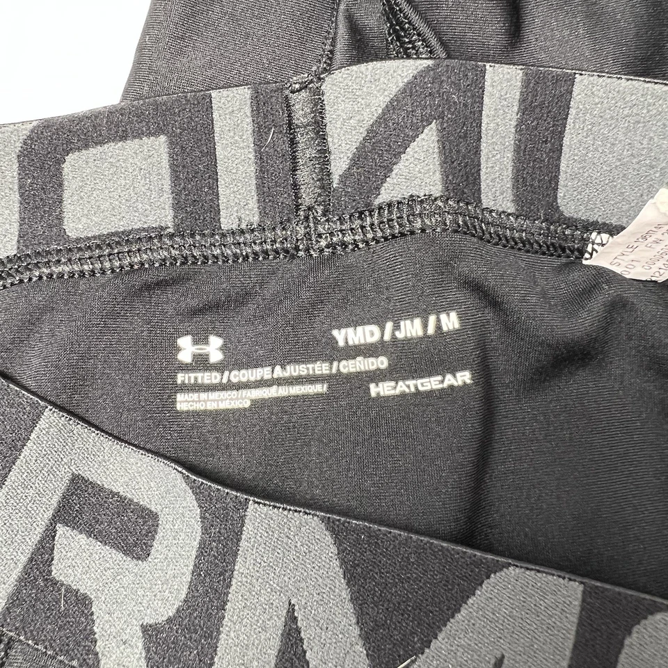 Paquete de medias de compresión Under Armour 5 quilates juveniles medianas HeatGear ColdGear negras Foto 3 de 4