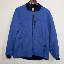 Duluth Trading Co Quilted Jacket Mens Large Blue Moto Puffy Warm Agiloft