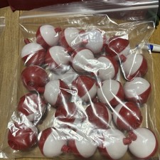 FISHING BOBBERS Round Floats Red White Plastic SNAP ON FLOAT 2 Different Sizes!