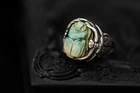 Vintage Scarab Ring Sterling Silver Egyptian Revival Signed IRLA