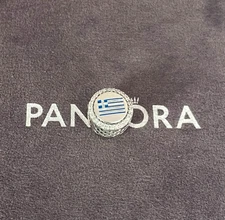 Pandora Greece Flag Dangle Charm  S925 Sterling Silver