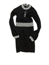 NWT Fashion Nova Like You Mean It Midi Dress Women's Black White Crew-Neck Party