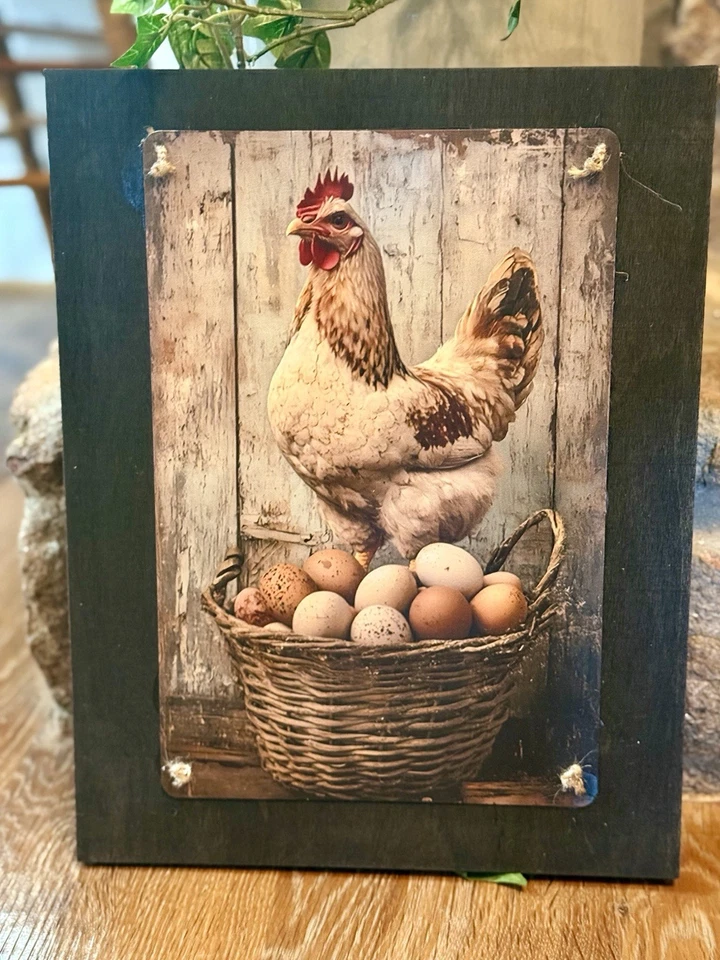 Rustic Hen/Nest Mounted 11x14 Metal Print, Textured W/UV Protection - Image 2 of 3