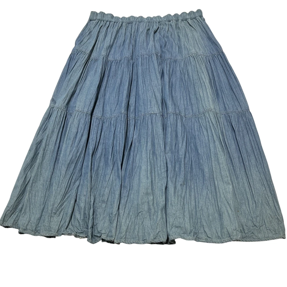 Falda vintage Elisabeth para mujer cambray plisada en capas maxi pull on western Foto 2 de 4