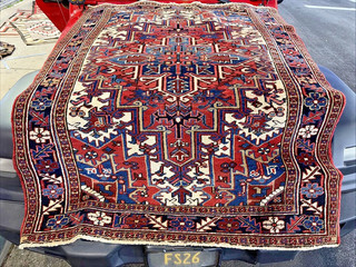 Auth: Antique Heriz Village Rug Geometric Refecltions of Nature 5x6 NR