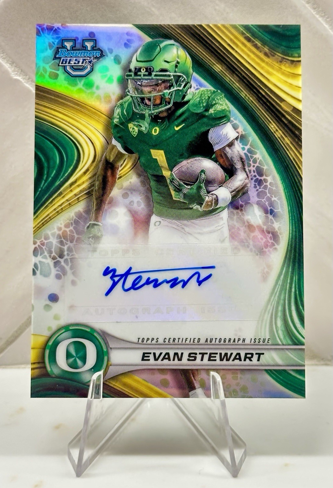 EVAN STEWART 2024 Bowman University Best Of Refractor Auto #BOA-EST Oregon 🟢🦆