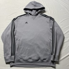 Adidas Pullover Hoodie Men’s Large Gray Black 3 Stripes Logo Sportswear Hipster