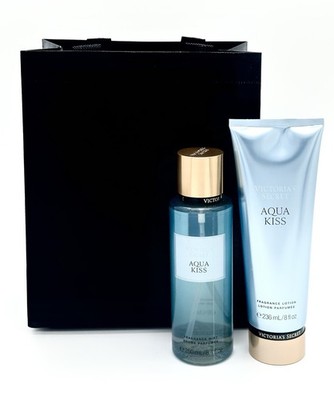 Victoria's Secret AQUA KISS Body Mist & Lotion GIFT SET with Gift Bag New