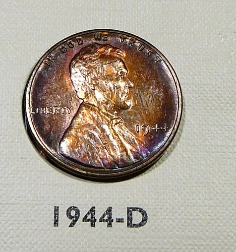 1944-D  Lincoln Cent - Vividly Toned Unc / Uncirculated (S5)
