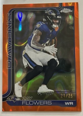 2025 Topps Chrome Zay Flowers Orange Lava Refractor #d /25