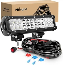Nilight Led Light Bar 12 Inch 72W Spot Bar, + Wiring harness 