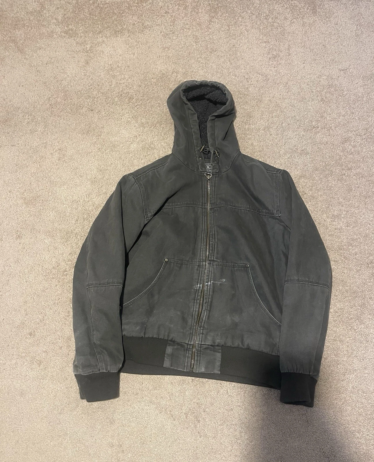 GH Bass Jacket Mens Medium Brown Canvas Sherpa Lined Full Zip Durable Work Field