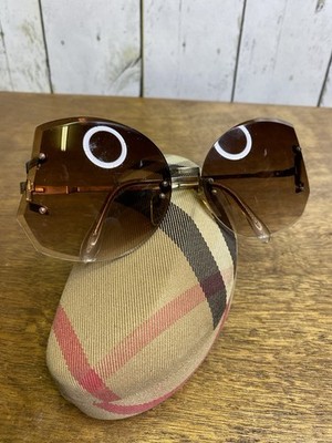 Vintage Womens Sunglasses 70s Oversized Eyewear Glass Brown Gradient Lens Metal