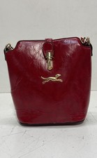 Borsa a tracolla Trussardi rossa ecopelle tono oro logo cane che salta piccola