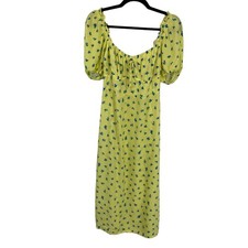 Faithfull the Brand Bette Midi Dress Lemon Print Cottagecore Euro Summer S