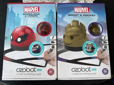 Ozobot Bit Marvel 2 Set Lot Spider-Man & Venom Groot & Rocket Starter Packs