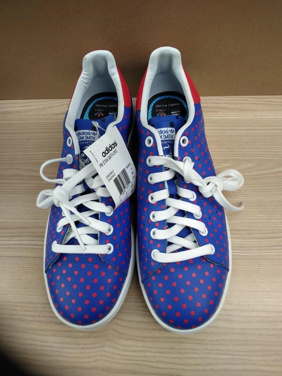 Adidas Stan Smith Shoes Mens Size 13 Blue Red Polka Dot Pharrell Williams B25400 Size 9.5 - Pharrell x adidas Stan Smith Polka Dot for sale  main image 4