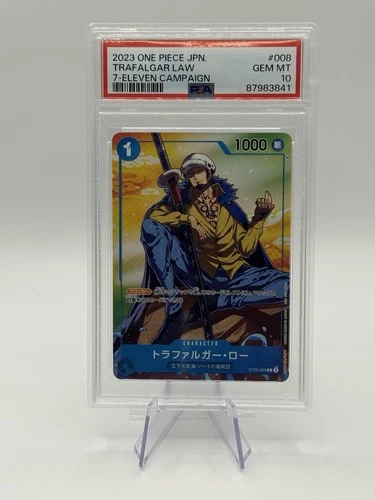 PSA 10 GEM MINT JAPANESE ONE PIECE 2023 TRAFALGAR LAW ST03-008 7-ELEVEN CAMPAIGN