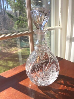 CZECH BOHEMIA Buzz Saw with Star Cut CRYSTAL CORDIAL DECANTER 