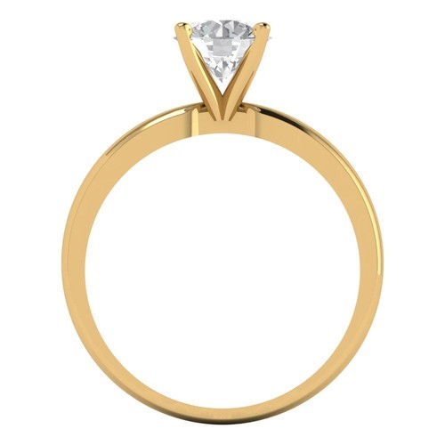 1 quid anillo clásico de novia de diseñador redondo oro amarillo 14k moissanita real - Imagen 4 de 11