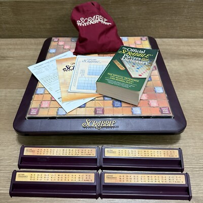Deluxe Scrabble 1999 Rotating Turntable Board Game Complete Great Condition
