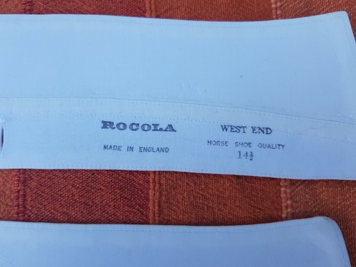 THREE VINTAGE ROCOLA STARCHED COLLARS HORSE SHOE QUALITY SIZE FOURTEEN & A HALF - Picture 2 of 4