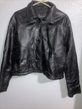 Navarre Leather Co. Italian Stone Design Black Leather Jacket Womens Xxxl